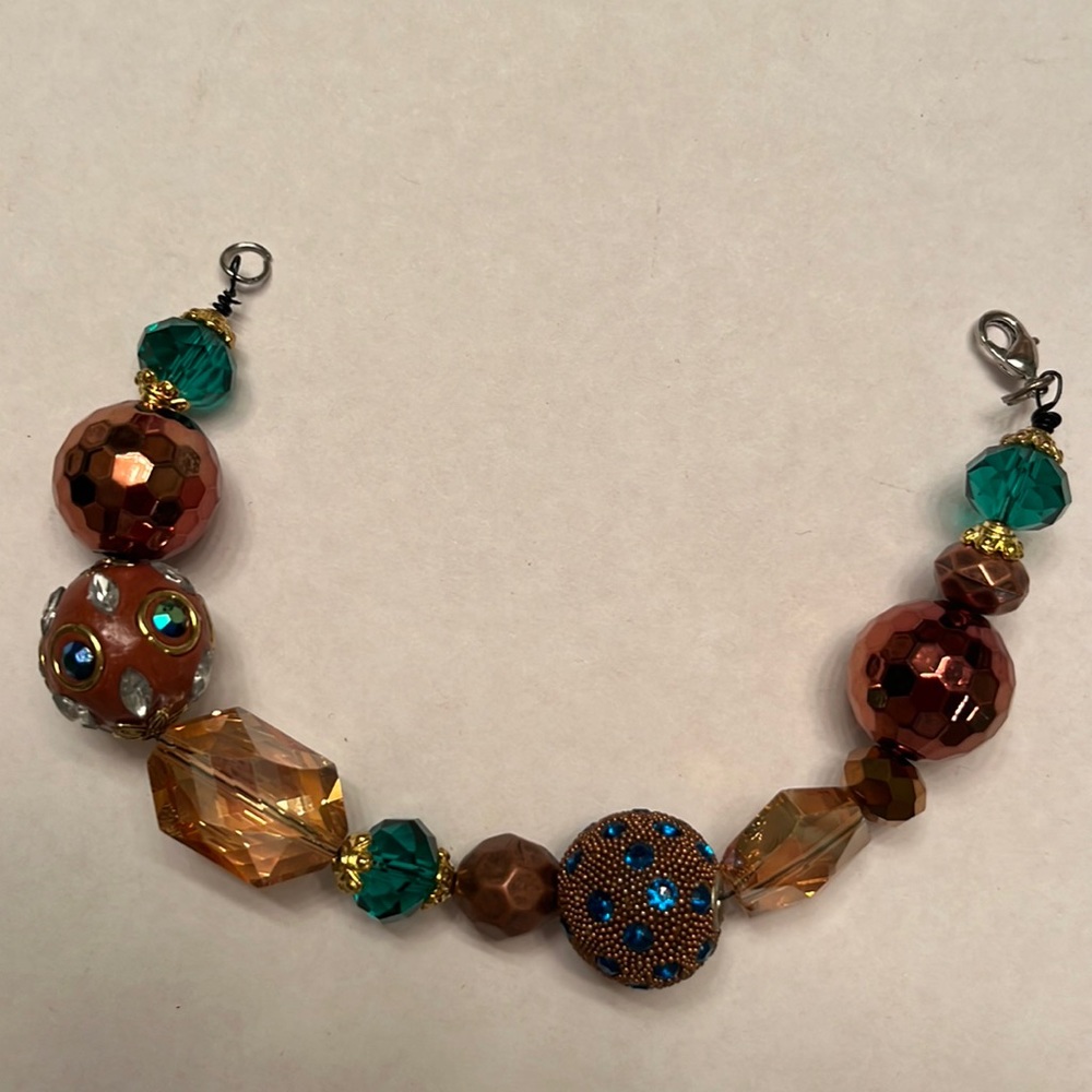 Bohemian Beads Aqua Crystal Beaded Bracelet